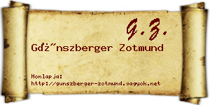Günszberger Zotmund névjegykártya